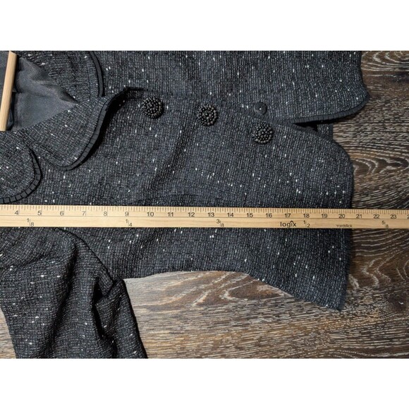 Ann Taylor Blazer Womens 4 Black Tweed Boucle Beaded Button Peter Pan Collar Mb - Picture 8 of 8